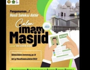 Kementerian Agama mengumumkan 33 Nama yang lolos seleksi tahap akhir Imsm Masjid yang akan ditempatkan di Uni Emirat Arab. (Ist)