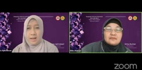 Ketua Pokja Infeksi PDPI dr. Erlina Burhan, Sp.P (K) saat acara zoom.