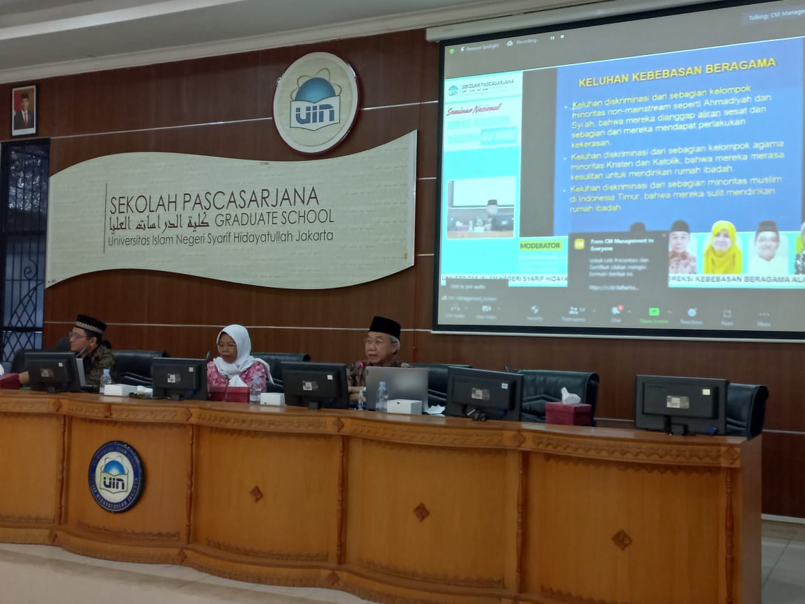 Seminar Nasional berjudul ?Koreksi Kebebasan Beragama ala Barat? di Aula Sekolah Pascasarjana (SPS) UIN Syarif Hidayatullah Jakarta, Rabu (29/6/2022). (ist)