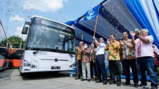 Uji coba Bus listrik di Depo Kampung Rambutan. Foto : Istimewa