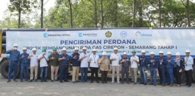 Krakatau Steel Pasok 26.760 Meter Pipa Gas Cirebon-Semarang Tahap I Pengiriman perdana pipa Gas dari Krakatau Steel. (Ist)