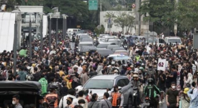 Kepadatan lalulintas saat SCBD berlangsung.  (Ist)