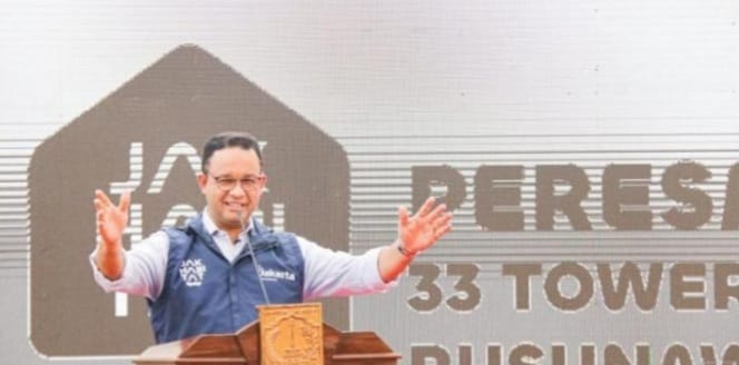 Anies Baswedan Resmikan 7.421 Unit Rusunawa Gubernur DKI Anies Baswedan pada peresmian 33 Tower dan 7.421 Rusunawa di Penjaringan, Jakarta Utara. (Ist)