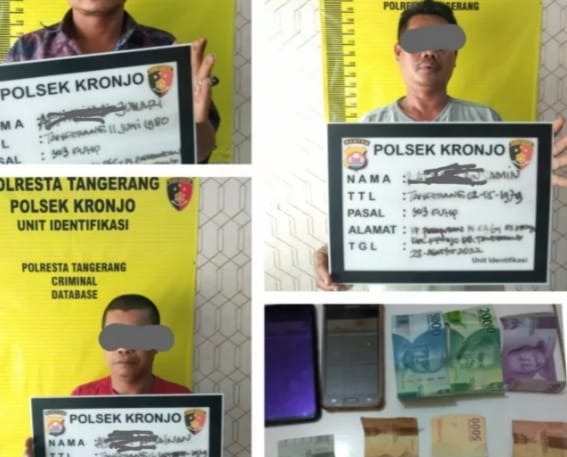 Tiga pelaku judi pakong di Kronjo berhasil di tangkap Aparat Kepolisian. (Ist)