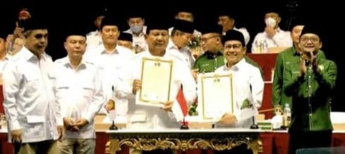 Prabowo Dan Cak Imin Resmi Teken Kerja Sama Politik Untuk Pemilu 2024, Ini 5 Poin Pentingnya... Ketum PKB Muhaimin Iskandar dan Ketum Gerindra Prabowo Subianto meneken kerjasama politik. (Ist)
