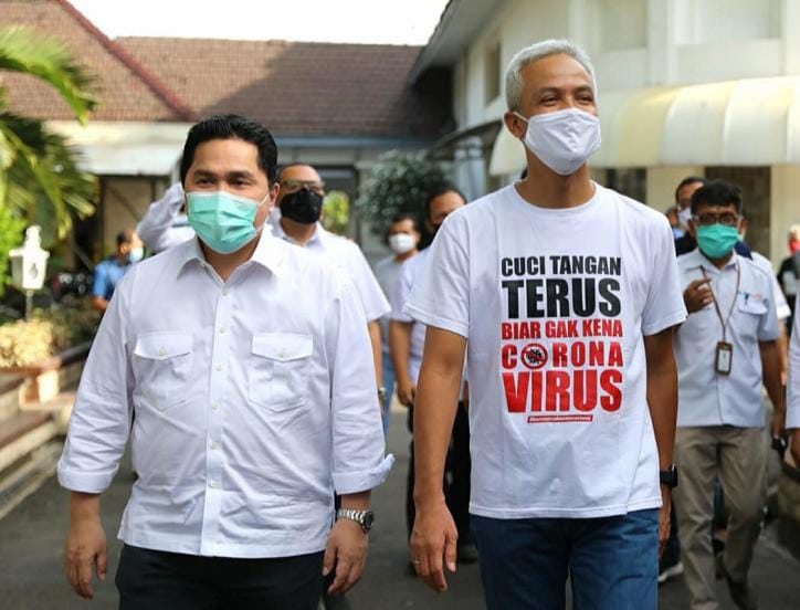 Dipasangkan Dengan Ganjar, Elektabilitas Erick Thohir Meroket Erick Thohir dan Ganjar Pranowo. Foto : Istimewa