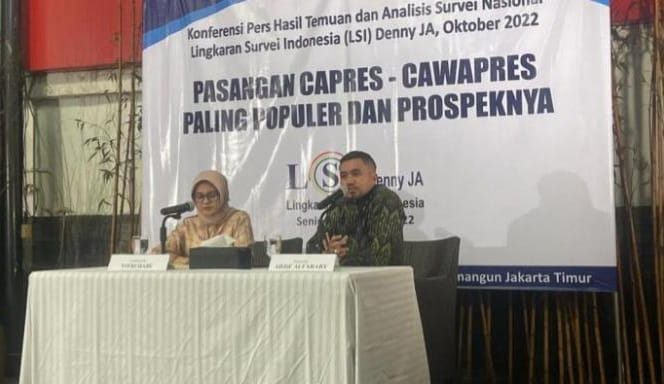 Lembaga Survei LSI menggelar konferensi pers hasil survei Pasangan Capres - Cawapres paling populer dan prospeknya. (Ist)