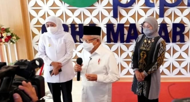 Wapres KH Ma'ruf Amin pada acara Konfederasi Sarikat Buruh Muslimin Indonesia di Sidoarjo, Jawa Timur. (Ist)