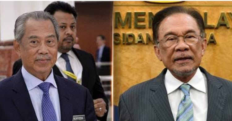 Calon Perdana Menteri Malaysia yang baru Muhyidin (kiri) dan Anwar Ibrahim (kanan). Foto ; Istimewa