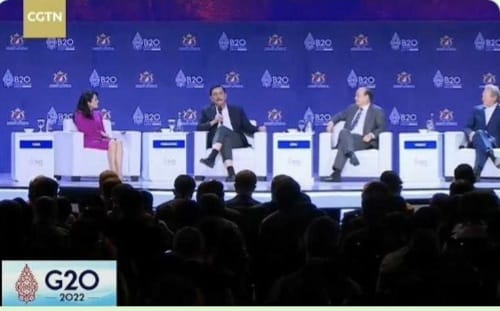 Kita Bukan Indonesia 50 Tahun Lalu, Bye Bahan Mentah... Menko Kemaritiman dan Investasi Luhut Panjaitan ketika tampil di B20 Summit Dialogue 2022 di Bali. Foto : Istomewa