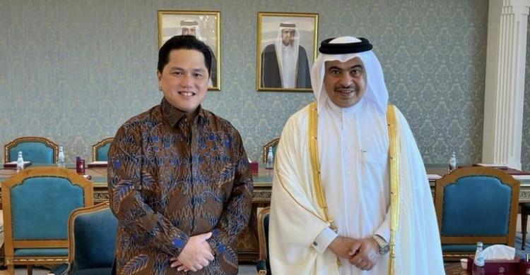 Ketemu Menkeu Qatar, Erick Bahas Peningkatan Kerja Sama Ekonomi Menteri BUMN Erick Thohir bertemu Menteri Keuangan Qatar Ali bin Ahmad Al Kuwari. (Ist)