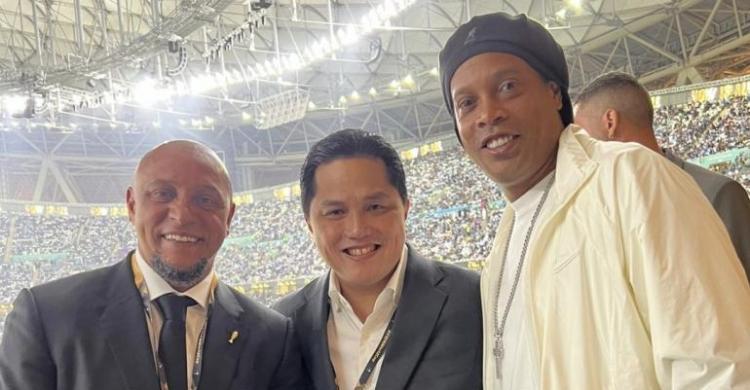 Nonton Langsung Semifinal Argentina Vs Kroasia, Erick Ketemu Bestie Erick Thohir bertemu dengan Ronaldhinho. (Ist)