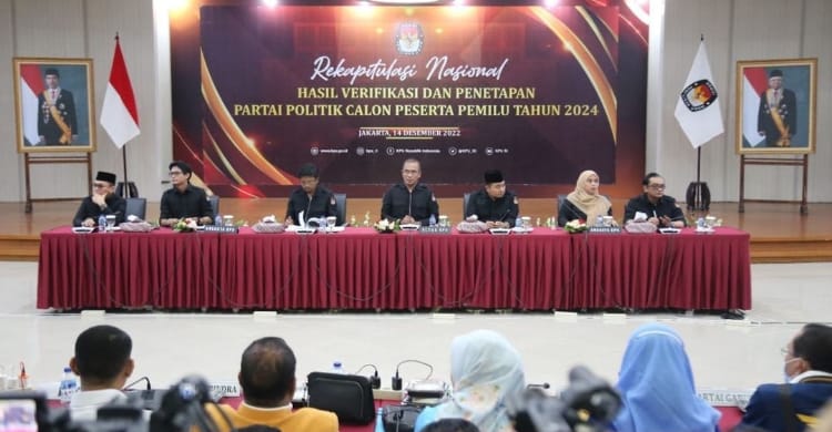 Rapat Pleno KPU dalam rangka penetapan nomor urut Parpol peserta Pemilu 2024. (Ist)