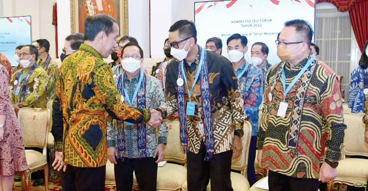 Pidatonya Penuh Optimisme Presiden Jokowi saat menghadiri acara 100 CEO Forum 2022 di Istana Negara. (Foto : Setpres)