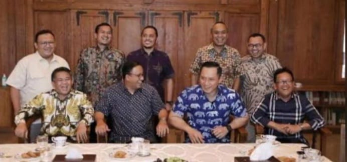 Anies Baswedan bersama para petinggi Partai Demokrat dan Partai PKS. (Ist)