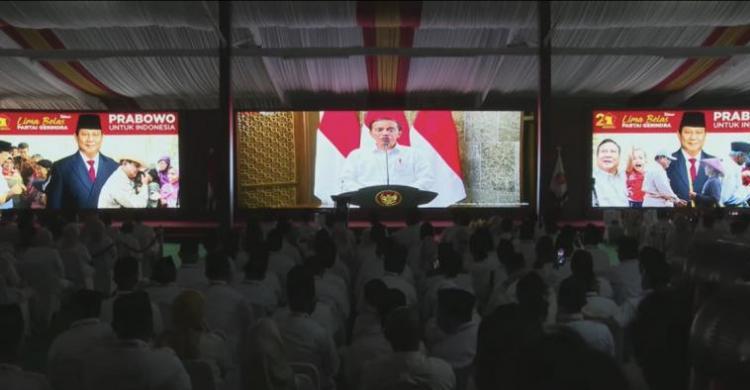 Beri Sambutan Di HUT Gerindra, Jokowi Puji Prabowo Presiden Jokowi saat memberikan sambutan secera online pada peringatan HUT ke-15 Partai Gerindra. (Ist)
