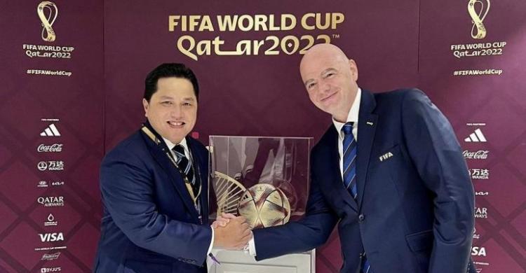 Erick Jadi Ketua Umum PSSI, Presiden FIFA Ucapkan Selamat Ketum PSSI Erick Thohir dan Presiden FIFA Gianni Infantino. (Ist)