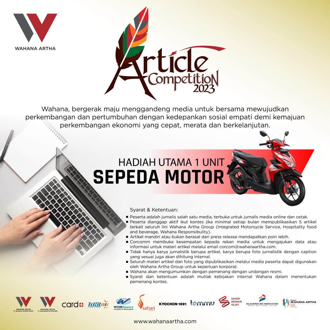 Wahana Artha Group Persembahkan Article Competition 2023 Foto : Ist