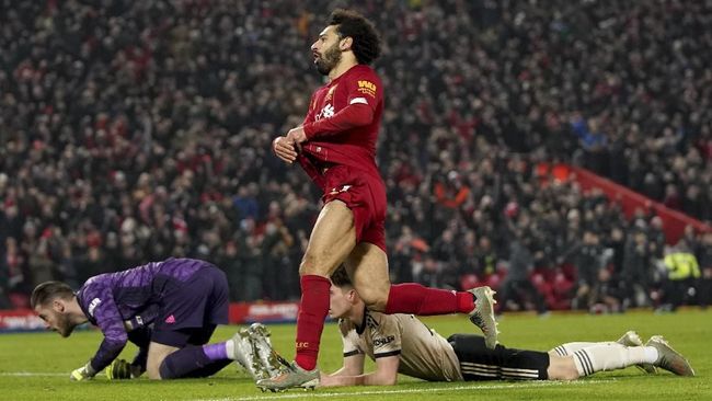 Mohammed Salah menciptakan 2 gol untuk Lipervool saat tim nya menundukan MU 7-0. (Ist)