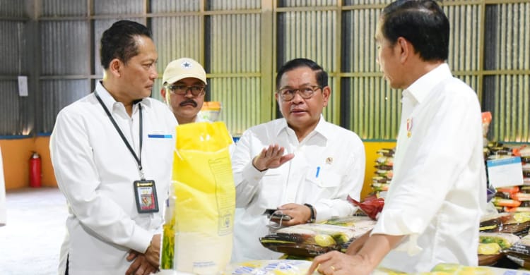 Tinjau Gudang Bulog Maros, Presiden Temukan Serapan Tahun Ini Turun Drastis Presiden Jokowi saat meninjau gudang Bulog Batangase, Maros, Sulawesi Selatan. (Ist)