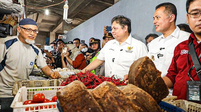 Menko Perokonomian saat sidak ke pasar tradisional. (Ist)