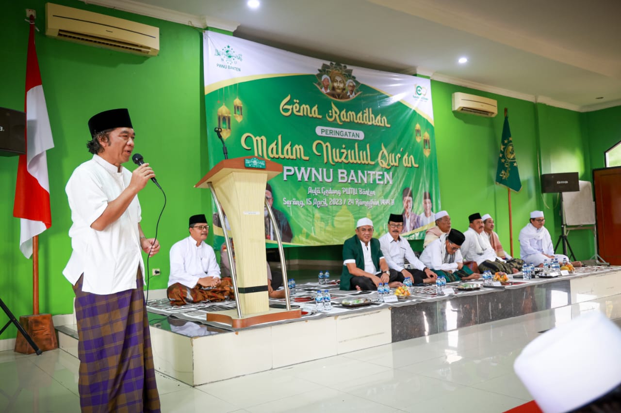 Pj Gubernur Banten Al Muktabar pada acara Nuzulul Quran. Foto : Humas Pemprov