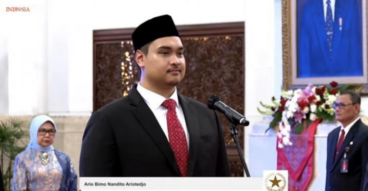 Sah, Dito Ariotedjo Jadi Menpora Termuda Menpora Ario Bimo Nandito Ariotedjo foto : Ist