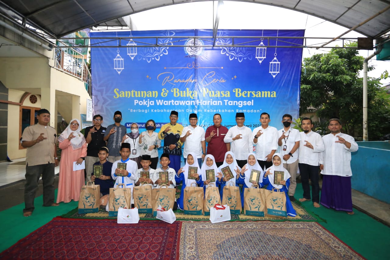 Tebar Kebahagiaan di Bulan Suci, Pokja Wartawan Tangsel Santuni Anak Yatim di Pamulang Foto: Ist