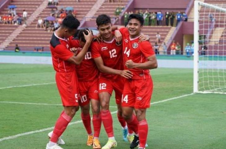 Selebrasi Timnas U22 usai mengalahkan Timor Leste 3-0.  Foto : Ist