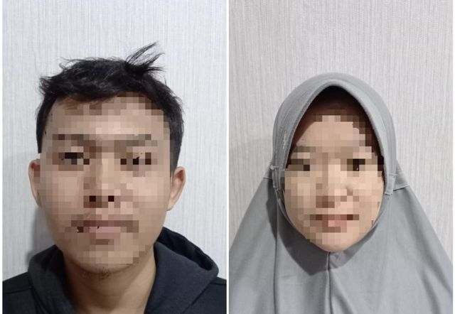Pasutri Di Lebak Tega Bunuh Bayi Hasil Hubungan Gelap BA dan SI kini harus mendekam di Polres Lebak akibat perbuatannya. Foto : Ist