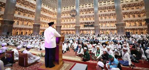 Prabowo dan Cak Imin Shalawatan Bersama Majlis Riyadhul Jannah Indonesia di Istiqlal Foto : Ist