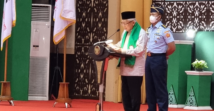 Tak Mau Ikut Pilpres Wakil Presiden Maruf Amin menghadiri milad Persatuan Tarbiyah Islamiyah (PERTI) ke-95 tahun di Padang, Sumbar, Jumat (5/5). Foto: Ist