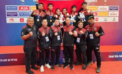 Kontingan Wushu Indonesia di Sea Games 2023.  Foto : Ist