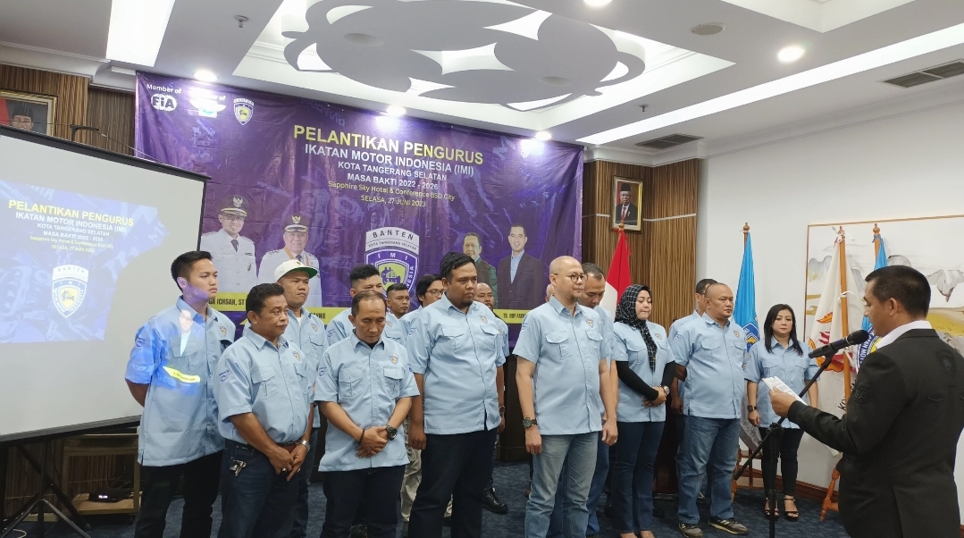 IMI Tangerang Selatan Resmi di Lantik, Nur Rachman : Menuju Prestasi Yang Lebih Baik Pelantikan ketua dan pengurus IMI Tangsel. (tangselpos.id/lim)