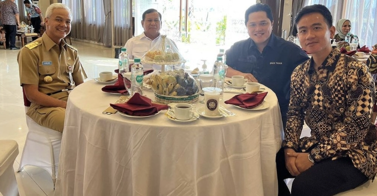 Erick Pasang Foto Semeja Bareng Prabowo, Ganjar Dan Gibran, Netizen: Mantap Foto ': Ist