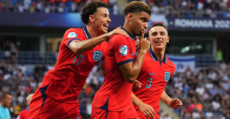 Euro U-21 2023 Selebrasi skuad Inggris U-21. Foto : Ist