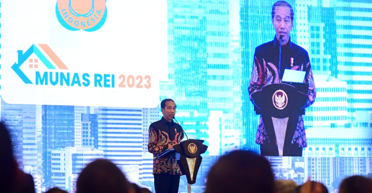 Bicara Dihadapan Pengusaha Properti Presiden Jokowi pada acara Munas REI. Foto : Setpres