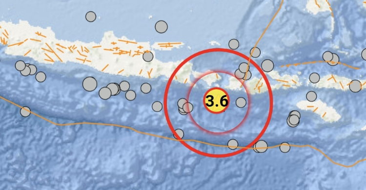 Gempa M3,6 Getarkan Kuta Selatan Bali, Pusat Gempa Di Laut, Kedalaman 35 Km Foto : Ist