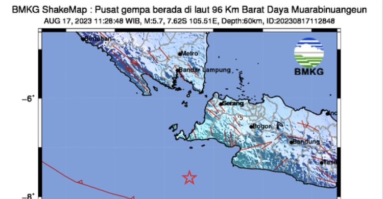 Gempa M5,7 Guncang Muarabinuangeun, Banten, Getaran Terasa Hingga Bandung File : Ist