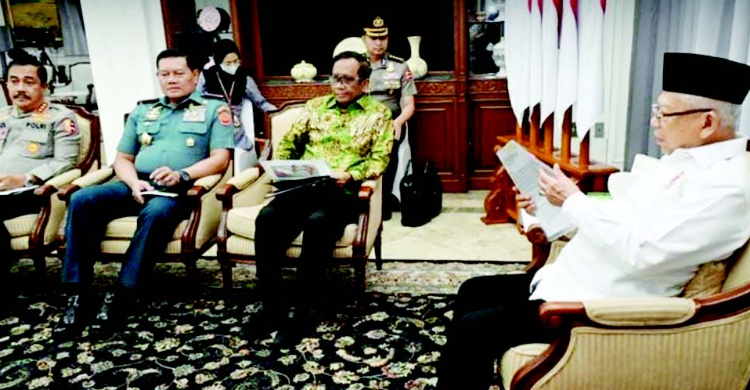 Kelaparan Di Papua Diurus Wapres Wapres Ma'ruf Amin saat memimpin rapat terkait kekeringan di Papua. Foto : Ist