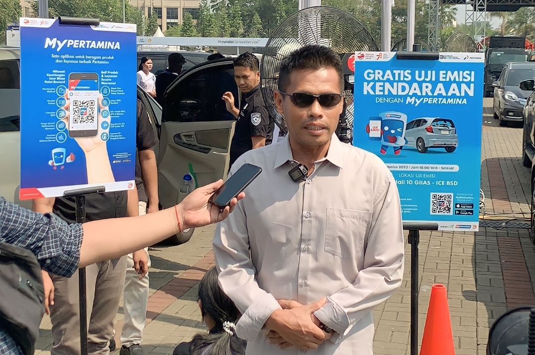Uji Emisi MyPertamina, DLH Tangsel Ajak Masyarakat Kurangi Polusi Wahyunoto Lukman, mengapresiasi kegiatan uji emisi gratis yang diselenggarakan MyPertamina di ICE BSD, Sabtu (19/08/2023).(Ist)