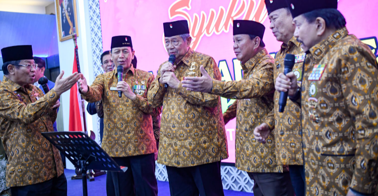 Andika Masih Ragu SBY Pro- Prabowo Mantan Presiden Susilo Bambang Yudhoyono dsn Prabowo saat hadir pada acara Pepabri. Foto : Ist