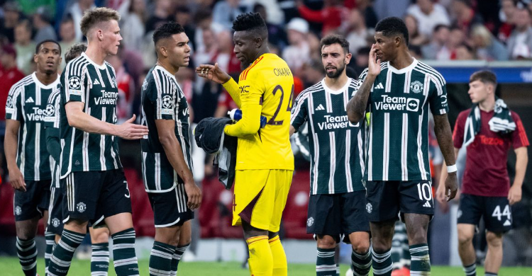 Bayern Munchen Vs Manchester United 4-3 Kiper baru MU Onana (kaos kuning) Foto : Ist