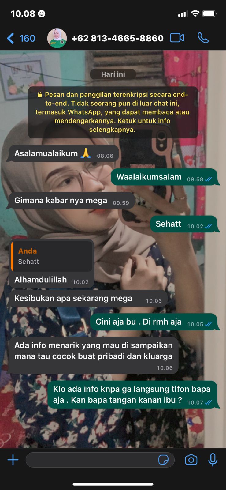 Jangan Tertipu, Nomor WA Anggota DPRD Banten Dicatut Tangkapan layar oknum yang mengatasnamakan Ida Hamidah, anggota DPRD Banten.(Istimewa)