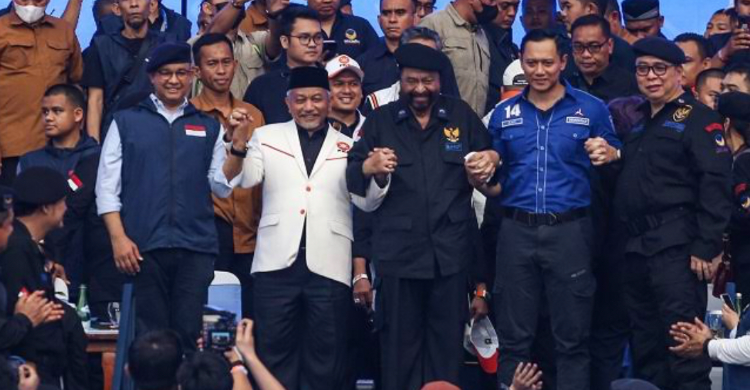 Paloh Pilih Imin Dampingi Anies, Koalisi Perubahan Jadi Acak-acakan Anies Baswedan bersama Ketum Partai pengusungnya. Foto : Ist