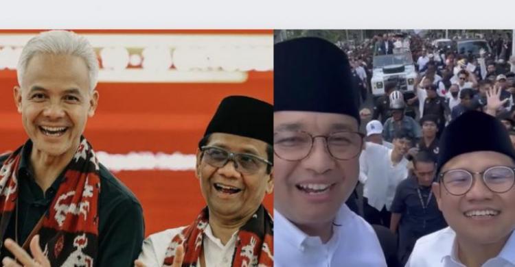 Adu Kuat Ganjar-Mahfud Vs Anies-Imin, Intip Survei Terbaru Dan Respons Di Medsos Foto : Ist