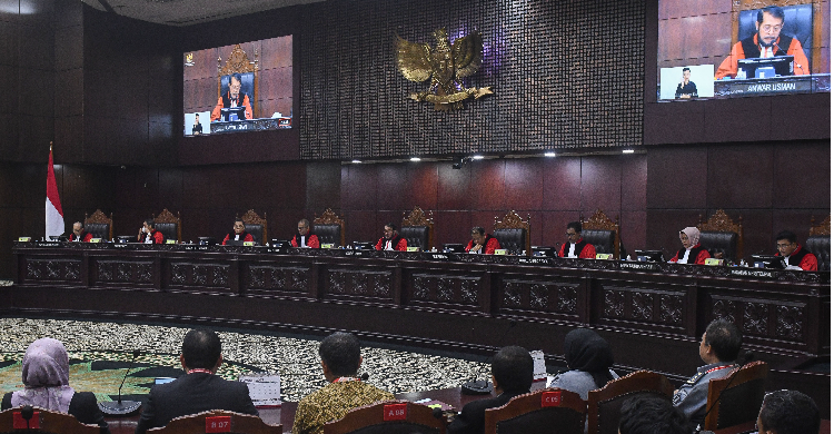 Hari Jelang Putusan Usia Capres-Cawapres Suasana sidabg di MK. Foto : Ist