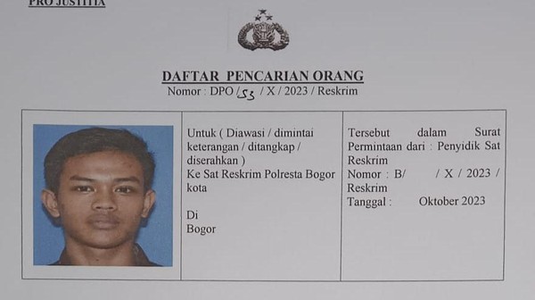 Pembunuh Wanita di Bogor Diburu Polisi Sampai ke Banten Foto : Ist