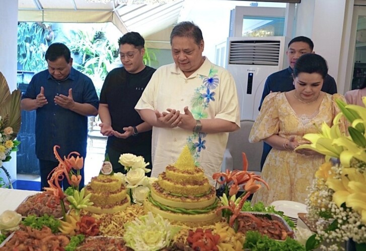 Prabowo Kasih Kejutan Untuk Airlangga, Datang Di Perayaan Hari Ulang Tahun Foto : Ist
