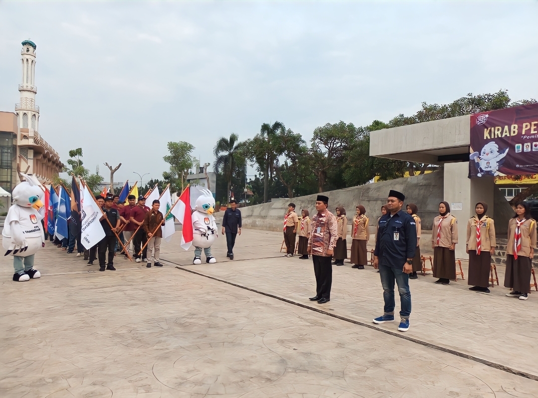 Estafet bendera kirab Pemilihan Umum (Pemilu) 2024 telah sampai di Pamulang,  (tangselpos.id/lim)